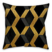 Geometric 18-Inch Square Throw Pillow in Black/Gold