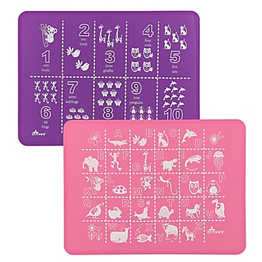 Brinware ABC & 123 Silicone Placemat Set in Pink/Purple (Set of 2). View a larger version of this product image.