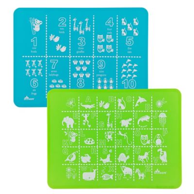 Brinware ABC & 123 Silicone Placemat Set in Blue/Green (Set of 2)