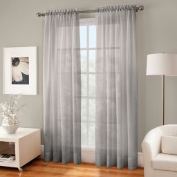Crushed Voile Sheer 95-Inch Rod Pocket Window Curtain Panel in Fog (Single)