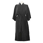 Telegraph Hill Extra-Large Seersucker Single-Layer Microfiber Kimono Robe in Black