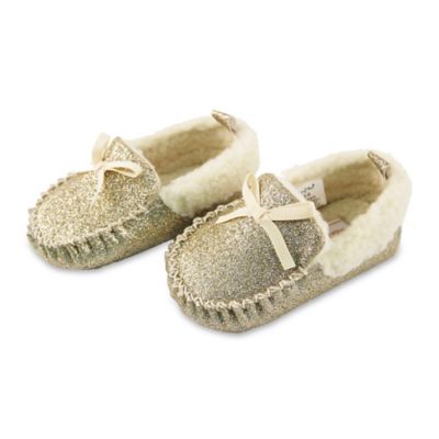 gold baby slippers
