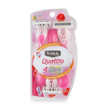 Schick&reg; Quattro For Women&reg; 3-Pack Disposable Razor in Raspberry Rain. View a larger version of this product image.