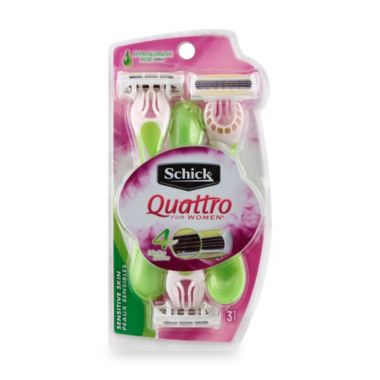 Schick&reg; Quattro For Women&reg; 3-Pack Sensitive Skin Disposable Razors. View a larger version of this product image.