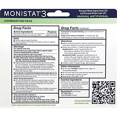 Monistat&reg; 3-Day Prefilled Treatment Cream Applicator. View a larger version of this product image.