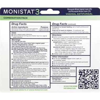 Monistat&reg; 3-Day Prefilled Treatment Cream Applicator. View a larger version of this product image.
