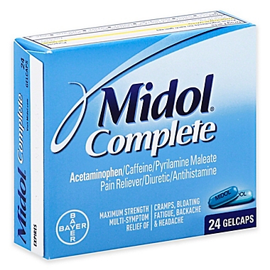 Midol&reg; Complete 24-Count Pain Reliever Diuretic Antihistamine Gelcaps in Maximum Strength. View a larger version of this product image.