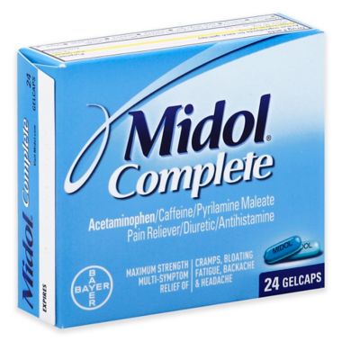 Midol&reg; Complete 24-Count Pain Reliever Diuretic Antihistamine Gelcaps in Maximum Strength. View a larger version of this product image.