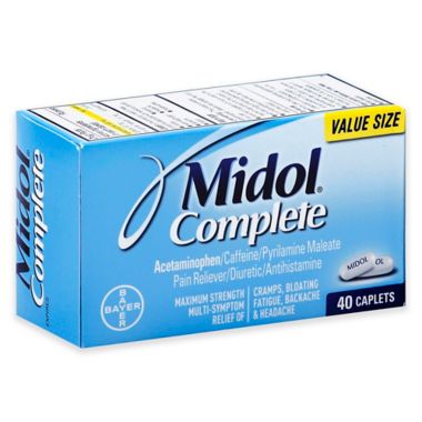 Midol&reg; Complete 40-Count Pain Reliever Diuretic Antihistamine Caplets in Maximum Strength. View a larger version of this product image.