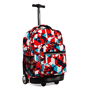 J World New York Sunrise 18-inch Rolling Backpack in Red. View a larger version of this product image.