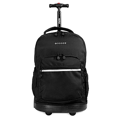 J World New York Sunrise 18-Inch Rolling Backpack in Black. View a larger version of this product image.