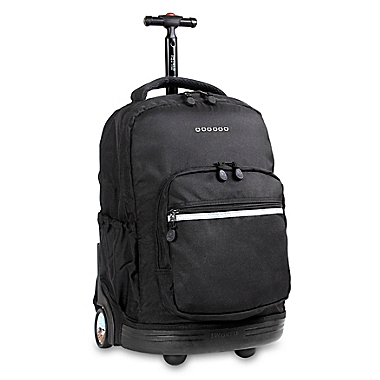 J World New York Sunrise 18-Inch Rolling Backpack in Black. View a larger version of this product image.
