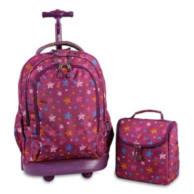 J World New York Setbeamer 18-Inch Laptop Rolling Backpack in Purple