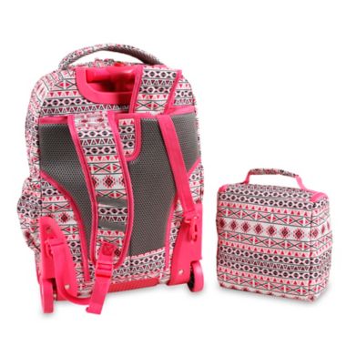 J World New York Setbeamer 18-Inch Laptop Rolling Backpack in Pink. View a larger version of this product image.