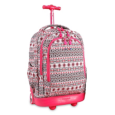 J World New York Setbeamer 18-Inch Laptop Rolling Backpack in Pink. View a larger version of this product image.