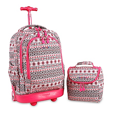 J World New York Setbeamer 18-Inch Laptop Rolling Backpack in Pink. View a larger version of this product image.