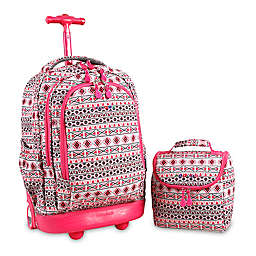 J World New York Setbeamer 18-Inch Laptop Rolling Backpack in Pink