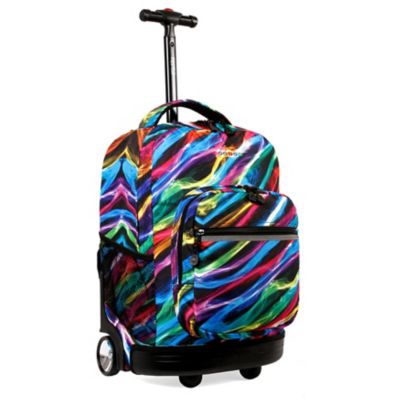 J World New York Sunrise 18-Inch Rolling Backpack in Rainbow