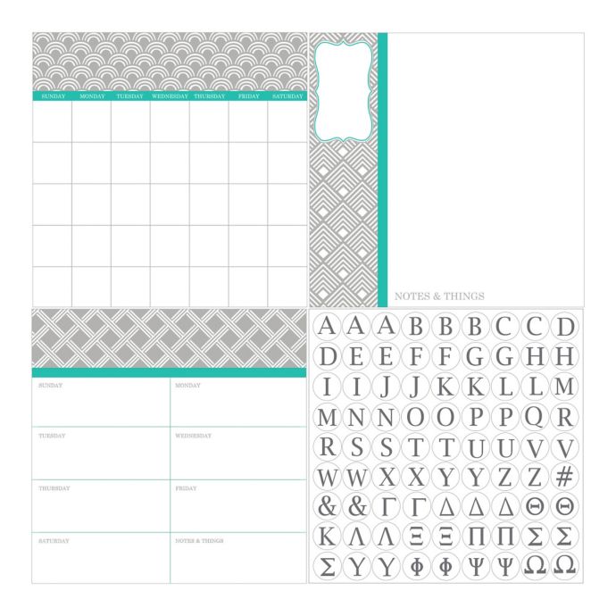 Wallpops Dry Erase Preppy Monogram Calendar Weekly Planner Notes