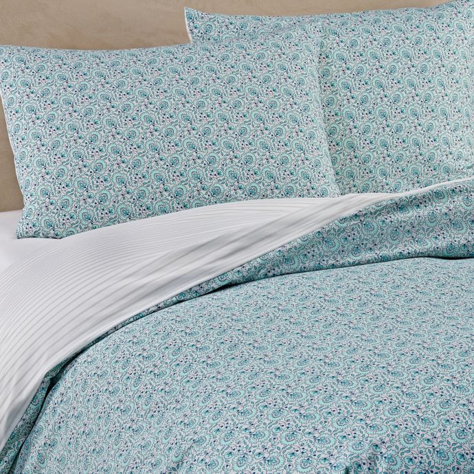 Tansley Reversible Duvet Cover Set In Aqua Grey Bed Bath Beyond