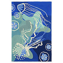 Trans-Ocean Capri Jelly Fish Ocean 7-Foot 6-Inch x 9-Foot 6-Inch Indoor/Outdoor Area Rug in Blue