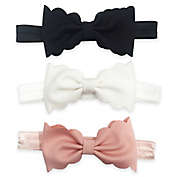 Tiny Treasures 3-Pack Infant Scallop Bow Headbands in Pink/White/Black