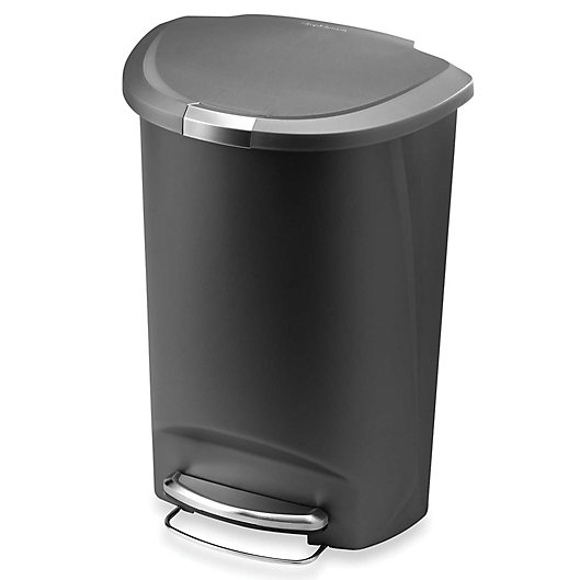 Alternate image 1 for simplehuman® Plastic Semi-Round 50-Liter Step-On Trash Can in Grey