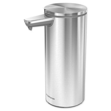 simplehuman&reg; Touchless Sensor Soap/Sanitizer Pump in Brushed Stainless Steel. View a larger version of this product image.