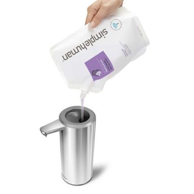 simplehuman&reg; Touchless Sensor Soap/Sanitizer Pump in Brushed Stainless Steel. View a larger version of this product image.