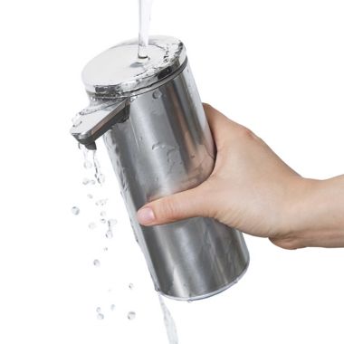simplehuman&reg; Touchless Sensor Soap/Sanitizer Pump in Brushed Stainless Steel. View a larger version of this product image.