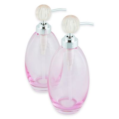 Sherry Kline 2-Piece Lisette Glass Lotion and Soap Dispenser Set in Pink
