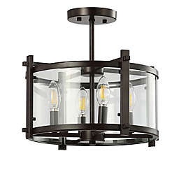 JONATHAN  Y Hampdon LED Flush Mount in Oil Rubbed Bronze with Glass Shade