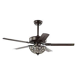 JONATHAN Y Ali 48-Inch 3-Light LED Ceiling Fan in Black with Remote