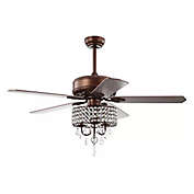JONATHAN Y Becky 52-Inch 3-Light LED Chandelier Fan in Brown with Remote
