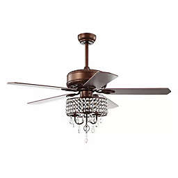 JONATHAN Y Becky 52-Inch 3-Light LED Chandelier Fan in Brown with Remote