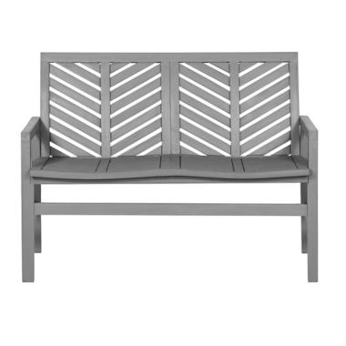 Forest Gate Olive Outdoor Acacia Wood Loveseat Bench in Grey Wash. View a larger version of this product image.