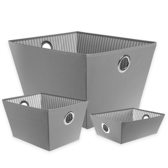SALT™ Heavyweight Grommet Bin in Grey Stripe Bed Bath and Beyond Canada