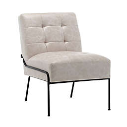 eLuxury Supply® Tufted Faux Leather Chair in Ivory