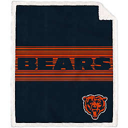 NFL Chicago Bears Center Stripe Sherpa Trim Blanket