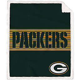 NFL Green Bay Packers Center Stripe Sherpa Trim Blanket