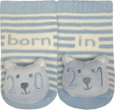 IQ Kids Size 0-12M 2021 Bear Rattle Socks in Blue