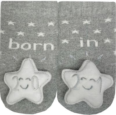 IQ Kids Size 0-12M 2021 Star Rattle Socks in Grey