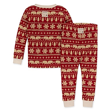 Burt&#39;s Bees Baby&reg; 2-Piece Beary Special Fair Isle Pajama Set in Cardinal. View a larger version of this product image.