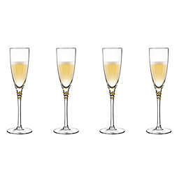 Qualia Helix Gold Champagne Flutes (Set of 4)