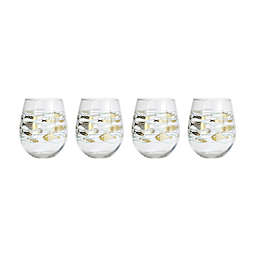Table Art Fish Story Stemless Wine Glasses (Set of 4)