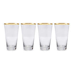 Qualia Glass Mirage Highball Glasses in Gold (Set of 4)