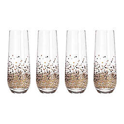 Table Art Confetti Stemless Champagne Flutes in Pink (Set of 4)