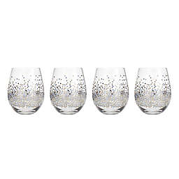 Table Art Confetti Stemless Wine Glasses in Blue (Set of 4)