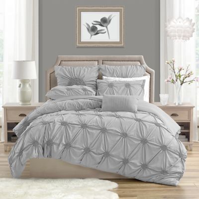 Swift Home Fl Pintuck 3 Piece, Light Grey Bed Sheets Twin Xl