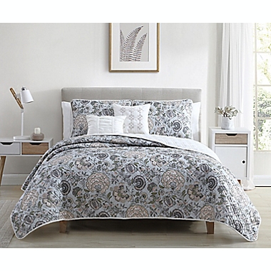Ellen Tracy Jacobean Floral 5-Piece King Quilt Set. View a larger version of this product image.